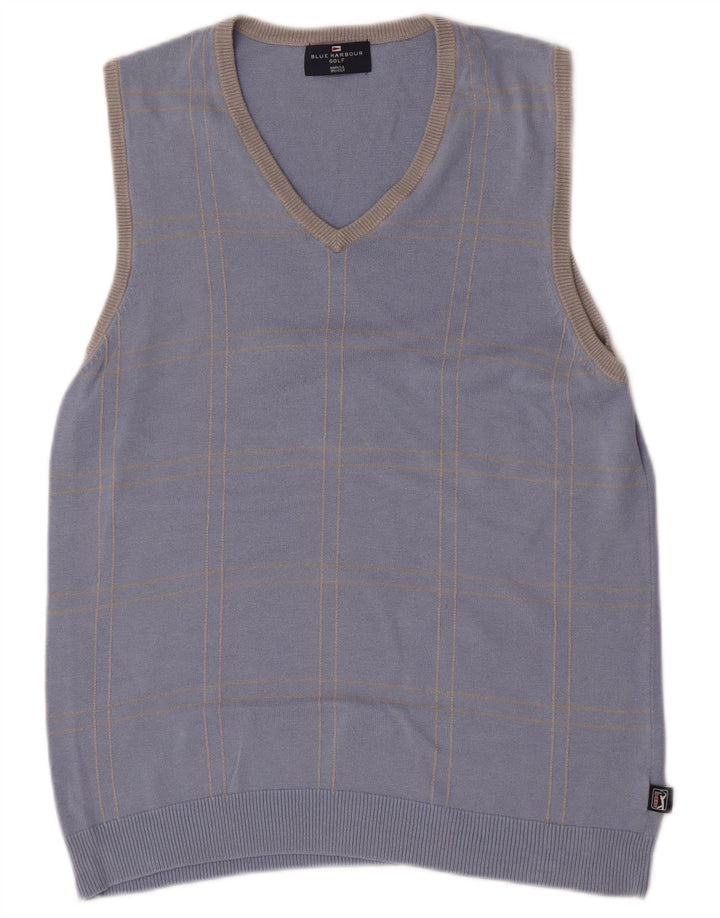 Regata masculina de golfe Marks & Spencer pequena azul algodão