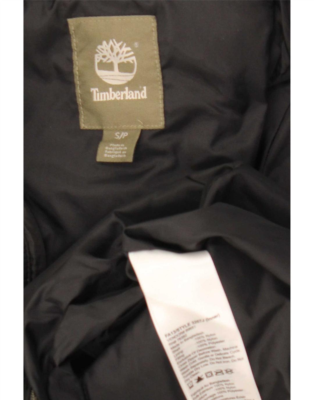 Jaqueta acolchoada masculina Timberland UK 36 pequena preta nylon