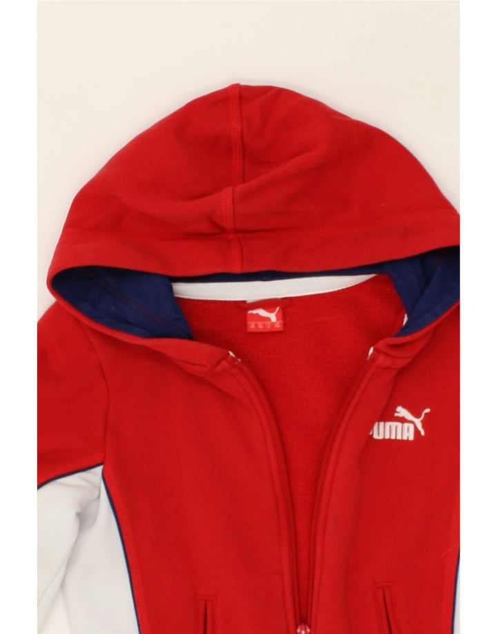 PUMA Boys Zip Hoodie Sweater 5-6 Years Red Colourblock Cotton Vintage Puma and Second-Hand Puma from Messina Hembry 
