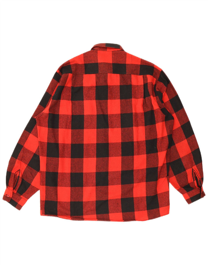 Camisa masculina vintage de flanela média xadrez vermelha