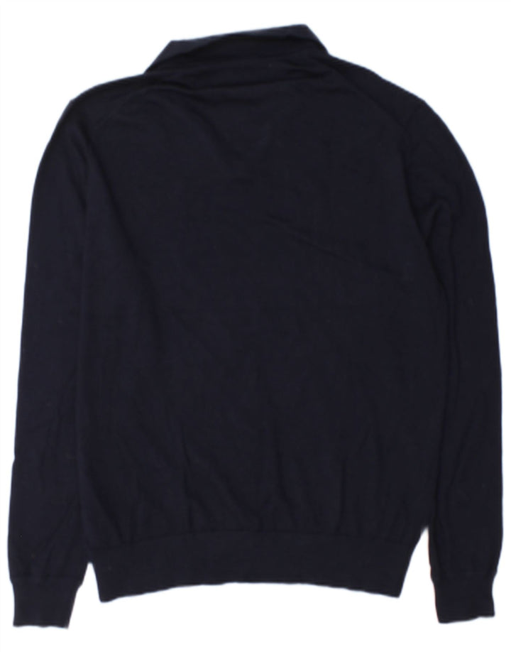 Suéter masculino Marks & Spencer Autograph Polo com gola grande azul marinho