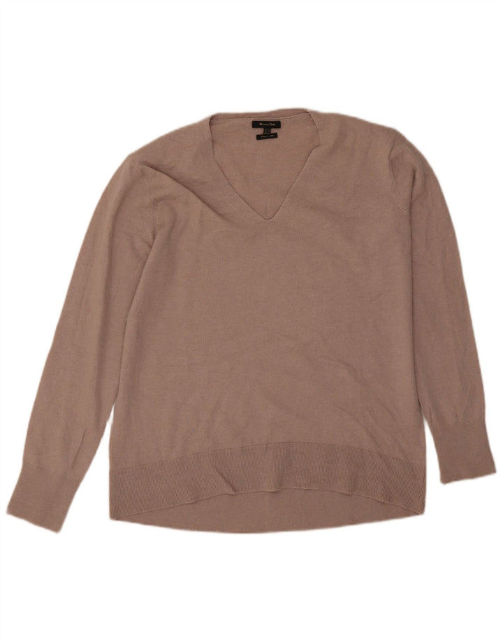 Suéter Massimo Dutti feminino oversized com decote em V Reino Unido 6 XS cinza