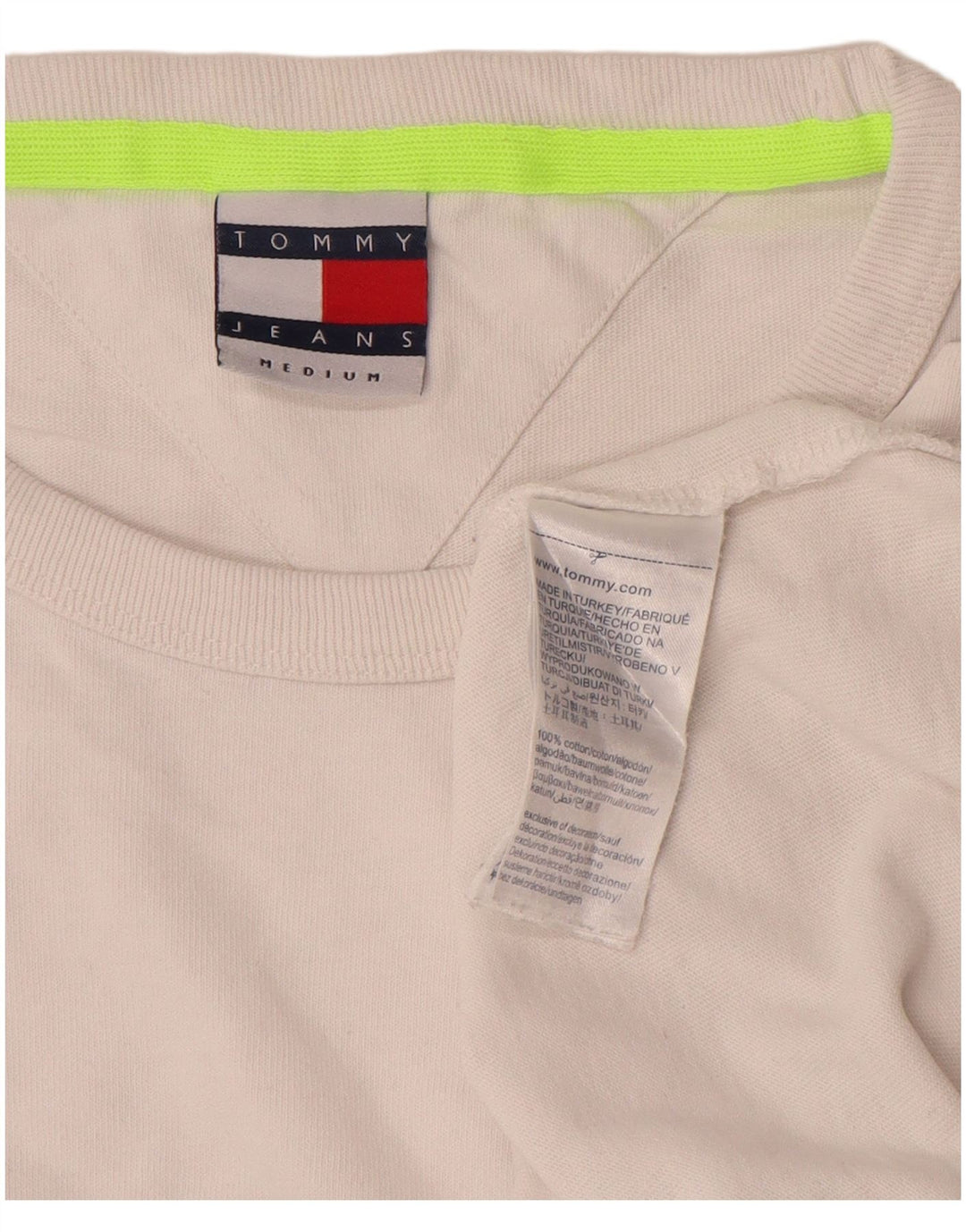 Tommy Hilfiger Camiseta masculina gráfica Top médio algodão branco