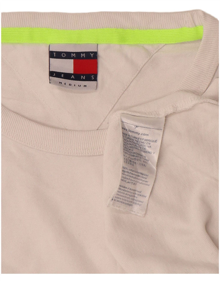 Tommy Hilfiger Camiseta masculina gráfica Top médio algodão branco