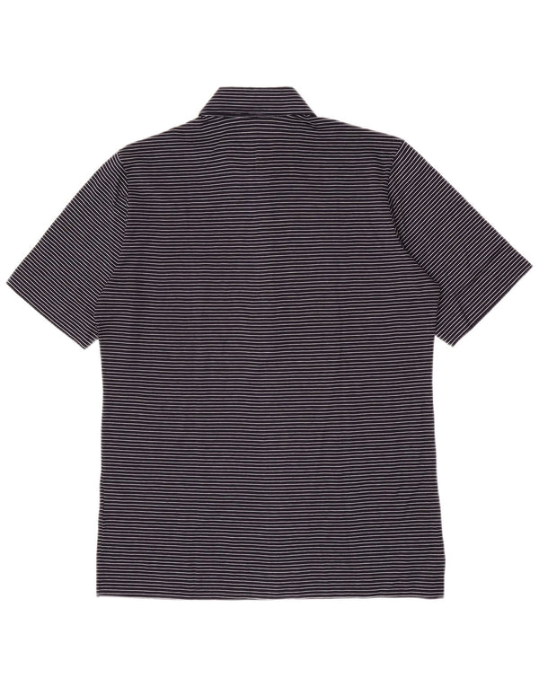 Camisa polo masculina Herion de algodão listrado azul marinho médio
