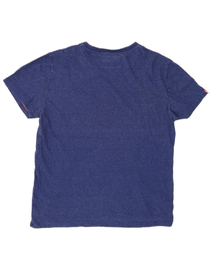 Camiseta masculina SUPERDRY top algodão manchado azul médio