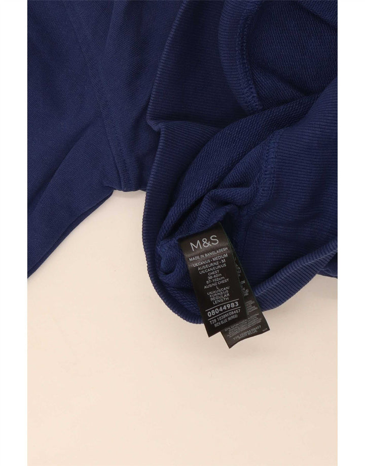 Suéter masculino Marks & Spencer de algodão azul médio