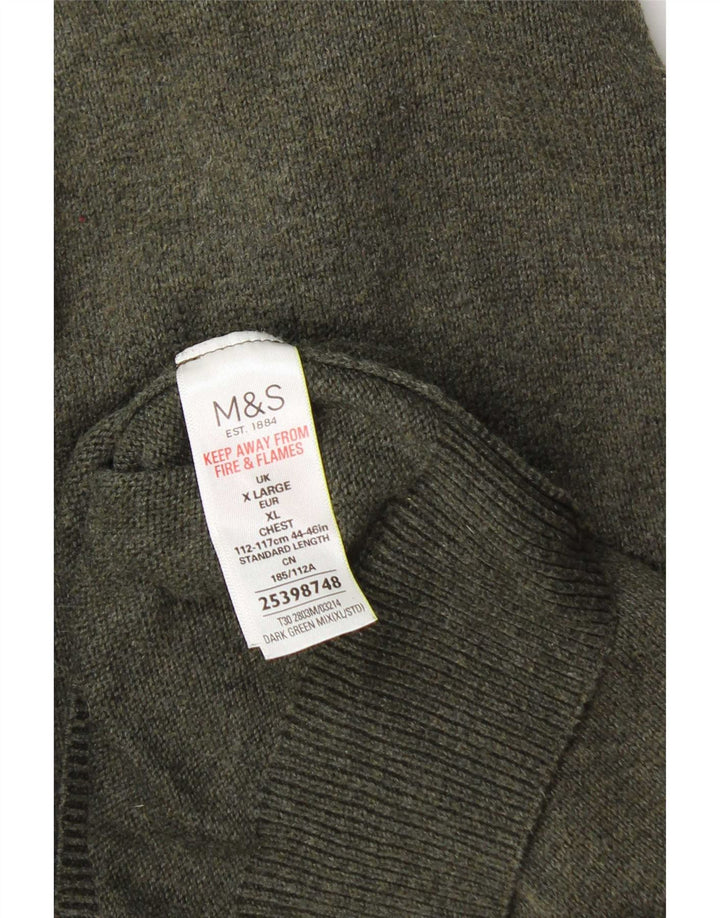 Suéter masculino Marks & Spencer com gola redonda e algodão cáqui XL