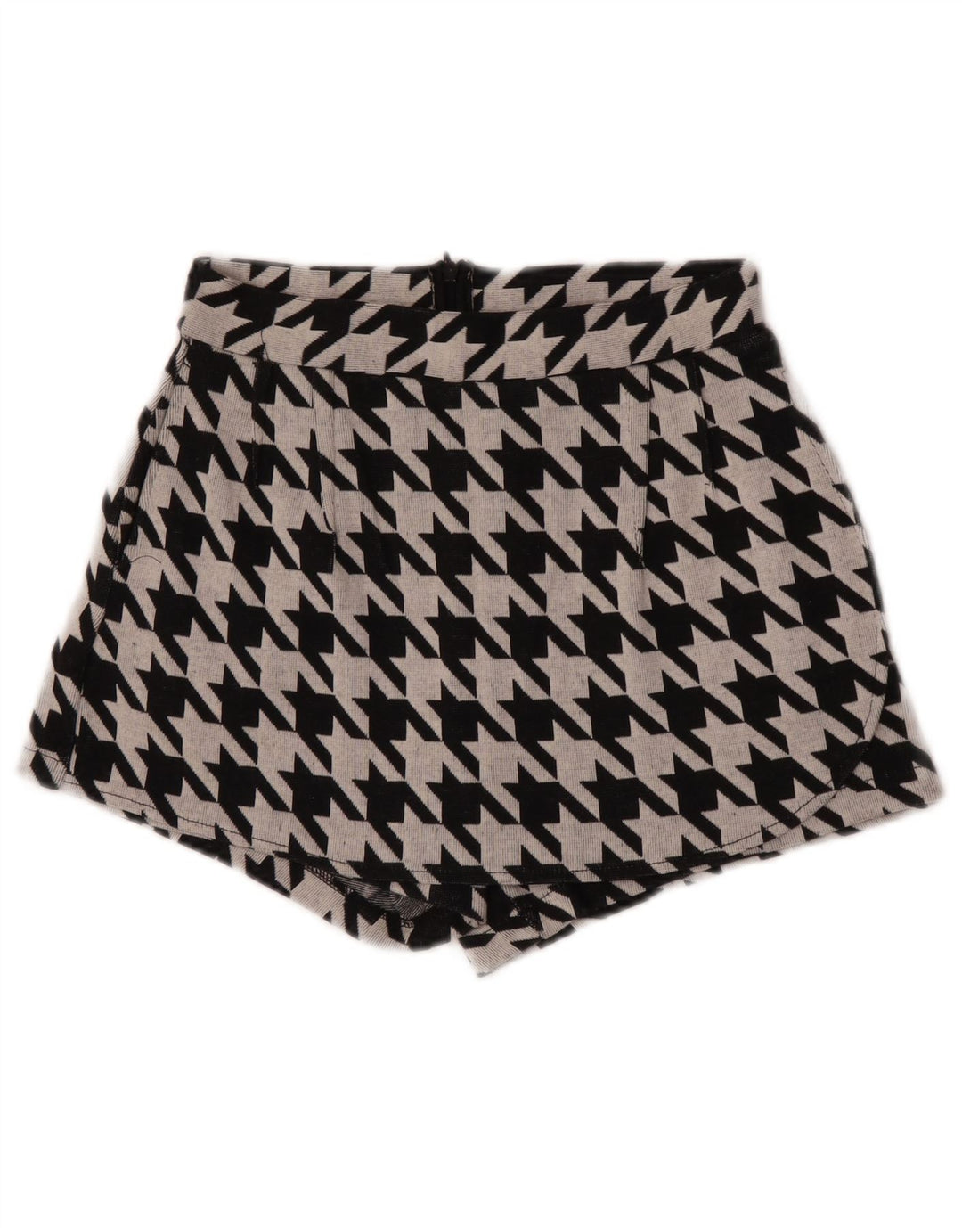Zara Womens Trafaluc Shorts Casual Pequeno W26 Preto Houndstooth
