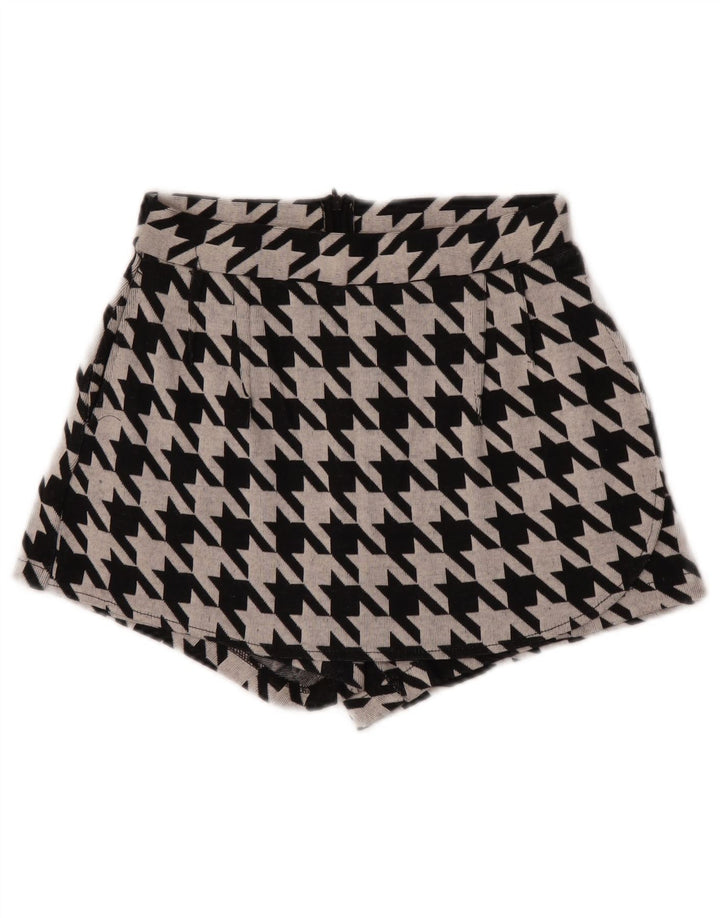 Zara Womens Trafaluc Shorts Casual Pequeno W26 Preto Houndstooth