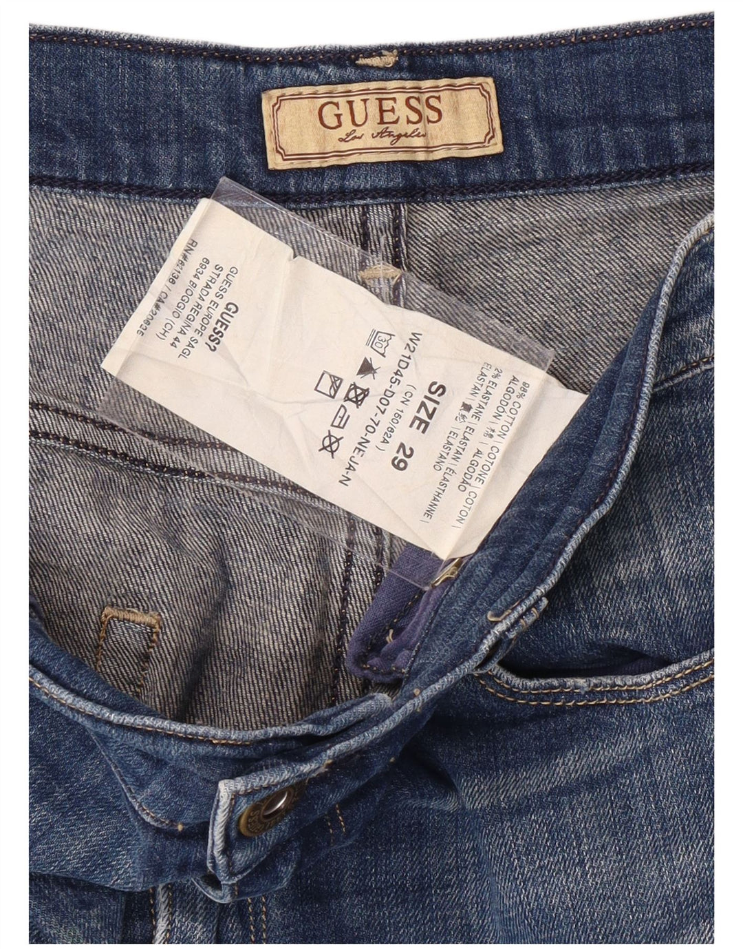 Shorts jeans feminino GUESS W29 algodão azul médio