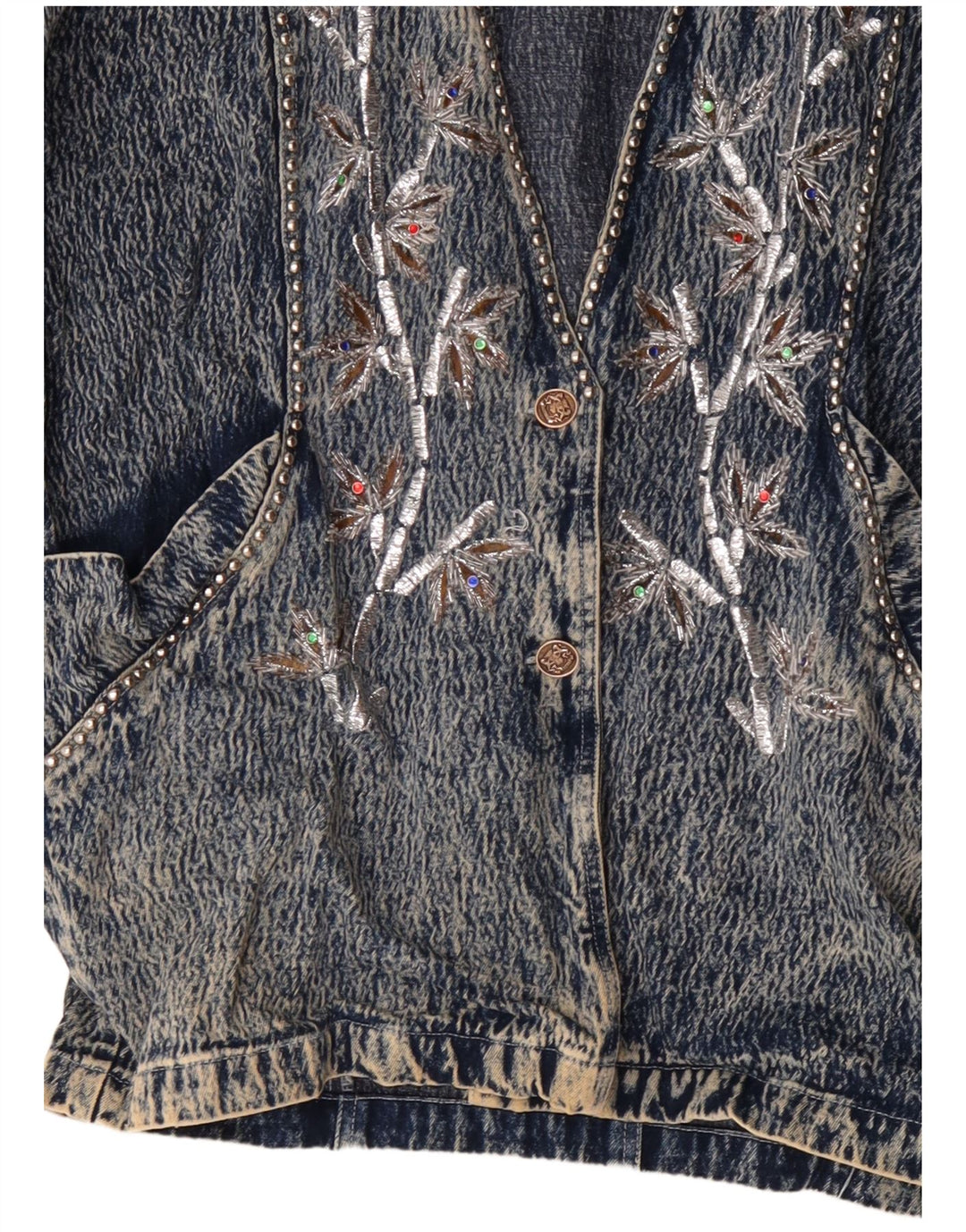 Jaqueta jeans feminina JAZZINO manga 3/4 oversized Reino Unido 18 XL azul floral