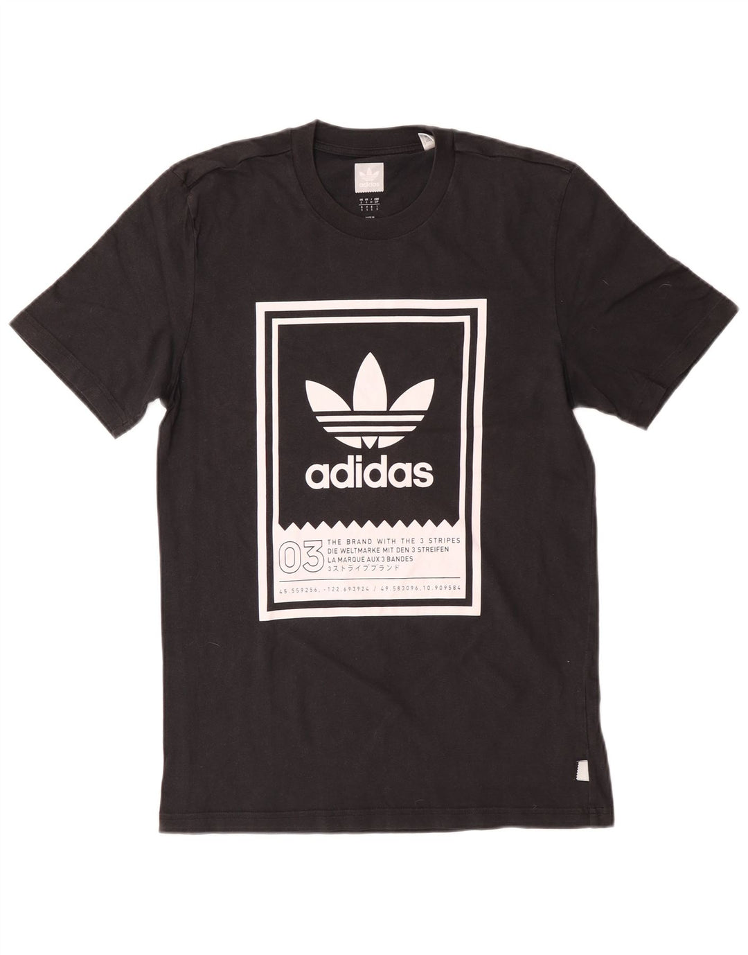 ADIDAS Mens Graphic T-Shirt Top Pequeno Algodão Preto