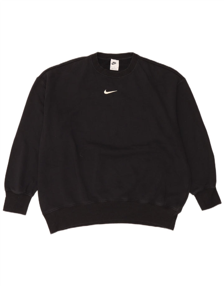 Nike masculino solto ajuste moletom jumper médio algodão preto