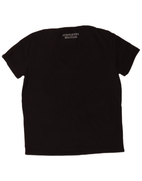 Aeronautica Militare Mens Camiseta Top 2XL Algodão Preto