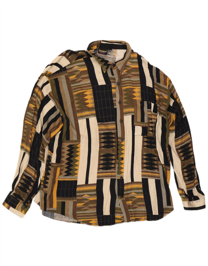 Camisa masculina Hutspah XL Rayon geométrico multicolorido