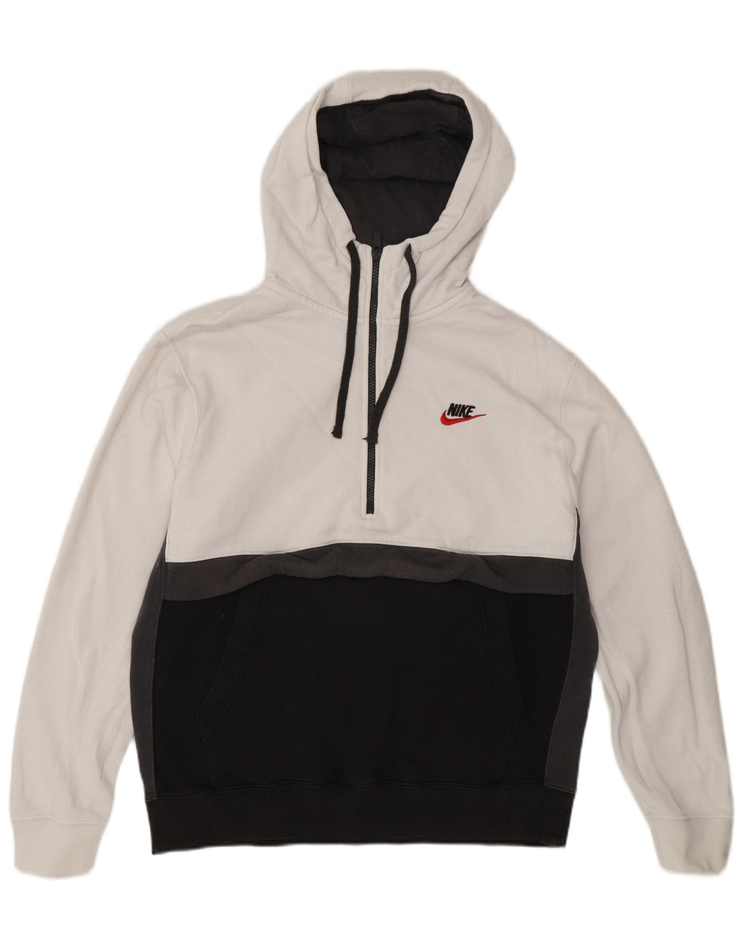 Suéter Nike masculino com capuz e gola com zíper, médio, branco, algodão colorblock