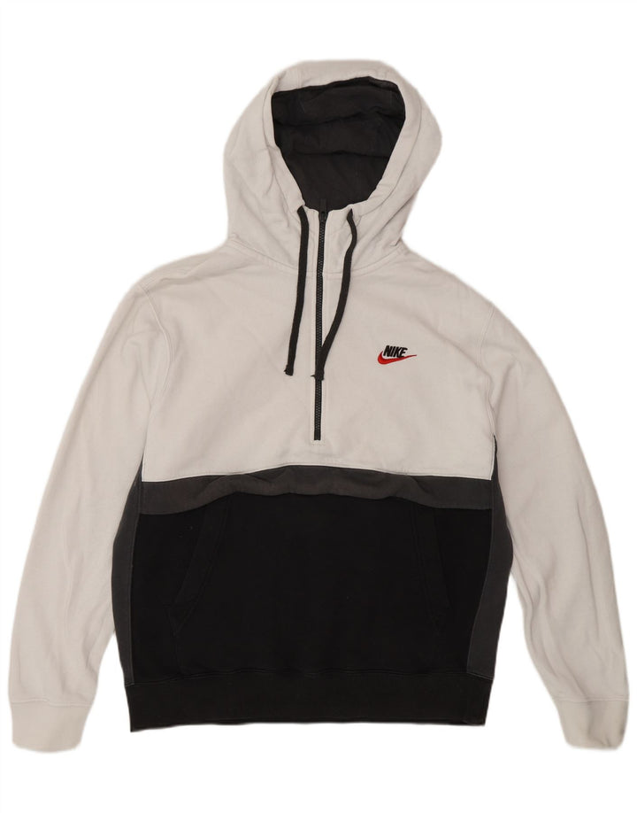 Suéter Nike masculino com capuz e gola com zíper, médio, branco, algodão colorblock