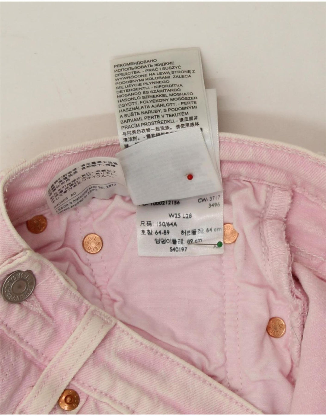 LEVI'S Womens 501 Denim Shorts W25 XS Pink Cotton Vintage Levi's and Second-Hand Levi's from Messina Hembry 