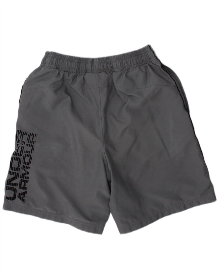Shorts esportivos gráficos Under Armour Boys 10-11 anos cinza médio esportivo