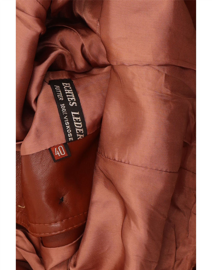 Jaqueta blazer de couro feminina vintage com 3 botões IT 40 couro marrom pequeno