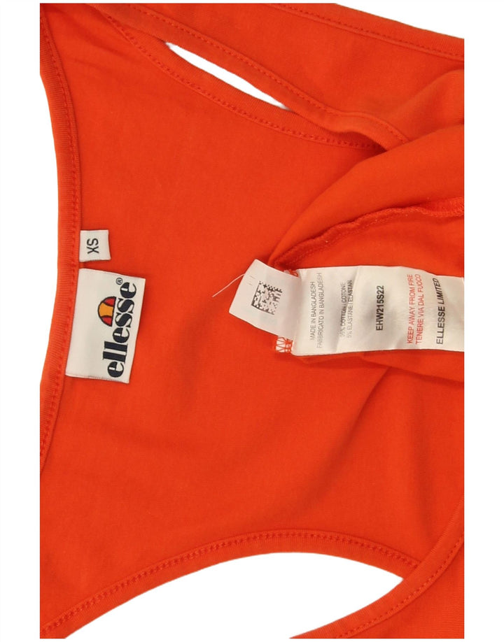 Ellesse Womens Graphic Vest Top UK 6 XS Laranja Algodão