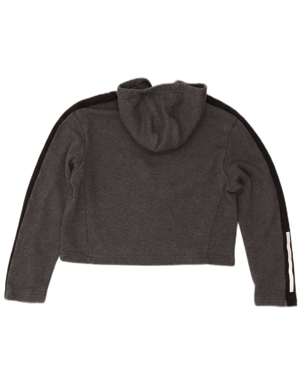 Suéter com capuz Adidas feminino cropped 11-12 anos cinza colorblock algodão