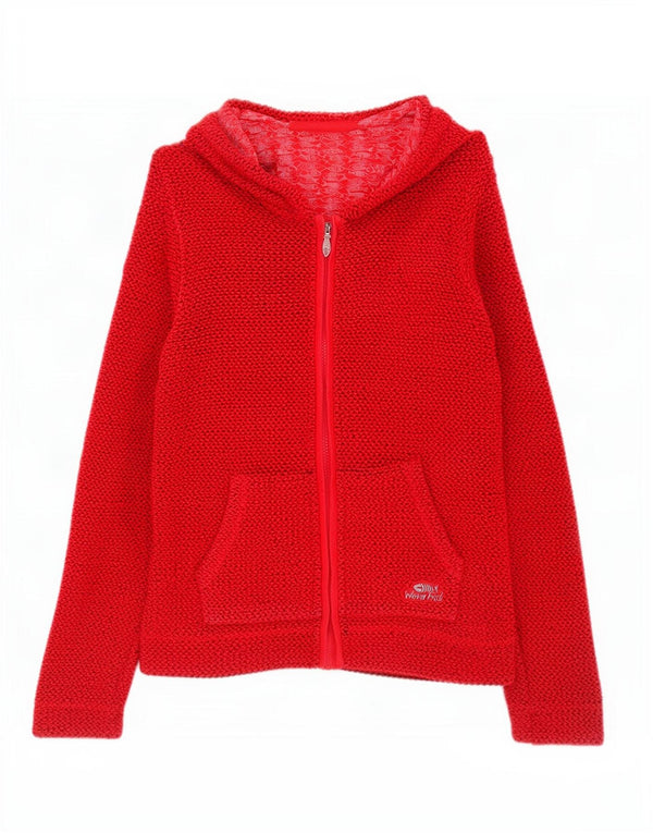 Weird Fish Womens Zip Hoodie Sweater UK 8 Small Red Cotton