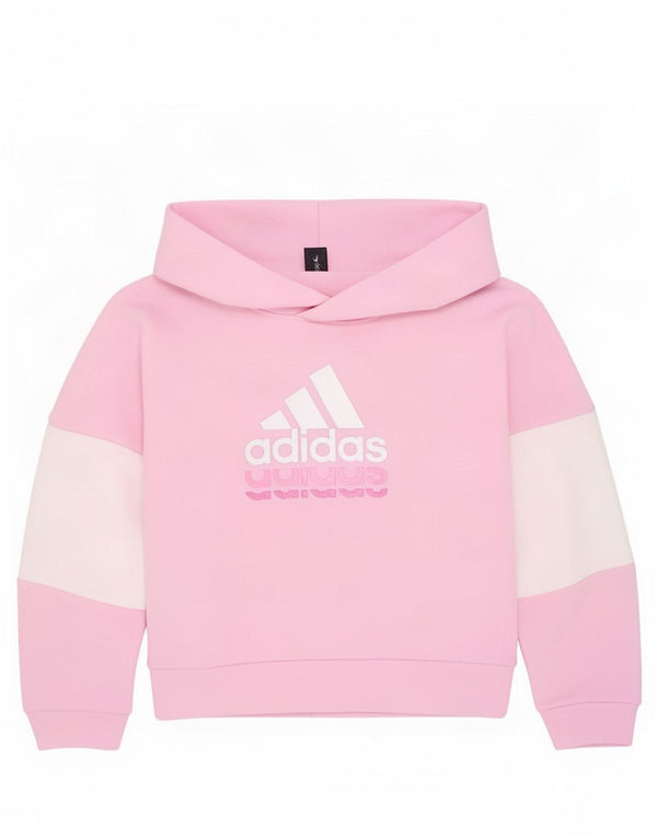 Suéter com capuz gráfico feminino Adidas 6-7 anos rosa algodão colorblock