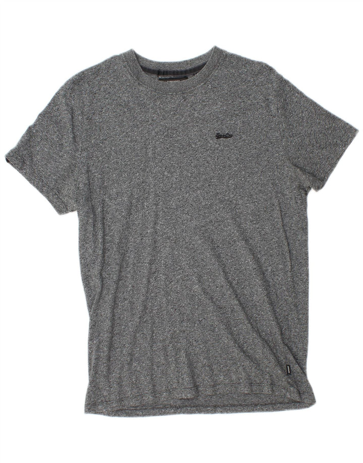 Camiseta masculina Superdry Top cinza médio algodão manchado