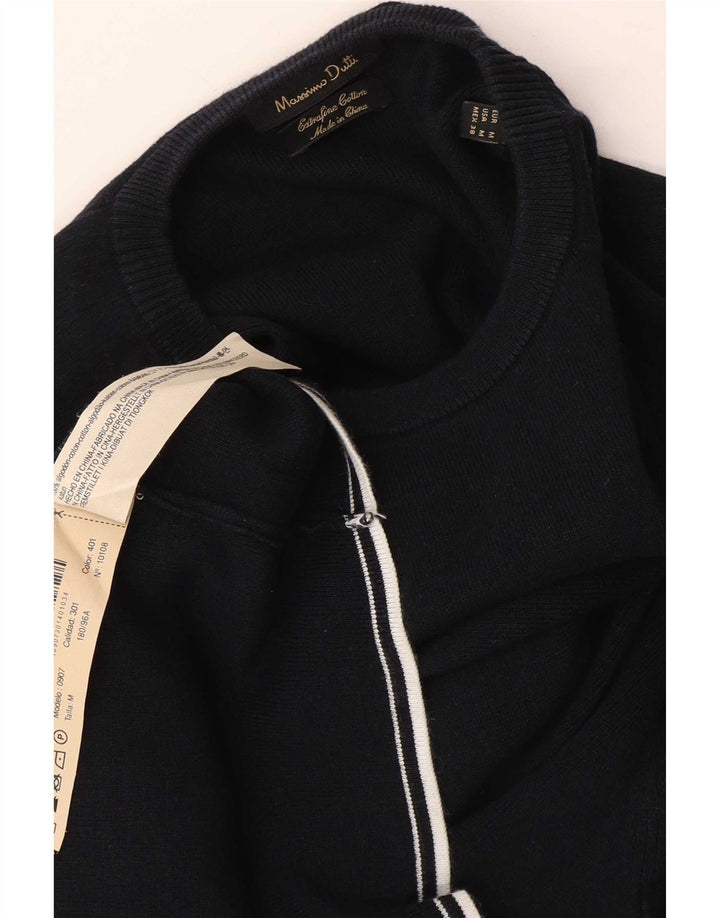 Suéter feminino Massimo Dutti com gola redonda Reino Unido 14 algodão azul marinho médio