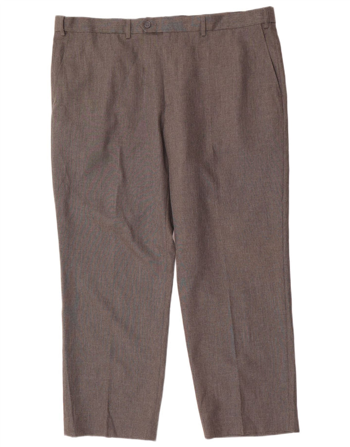 Calça masculina de ajuste regular Marks & Spencer W42 L29 poliéster cinza