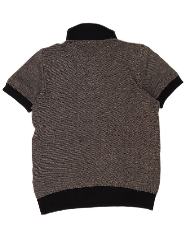 Zara Mens Short Sleeve Polo Neck Jumper Sweater Large Grey Colourblock