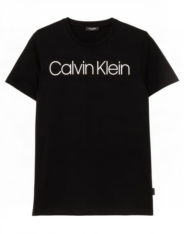 Camiseta masculina Calvin Klein com estampa gráfica pequena de algodão preto