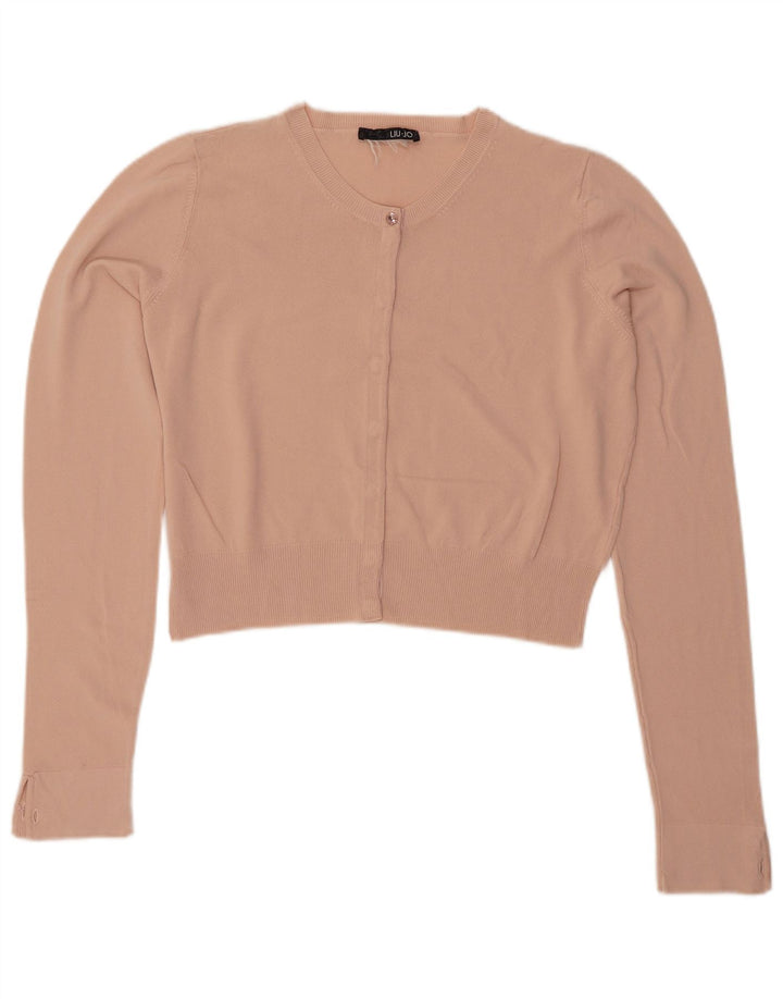 LIU JO Suéter feminino cropped cardigan Reino Unido 14 médio bege
