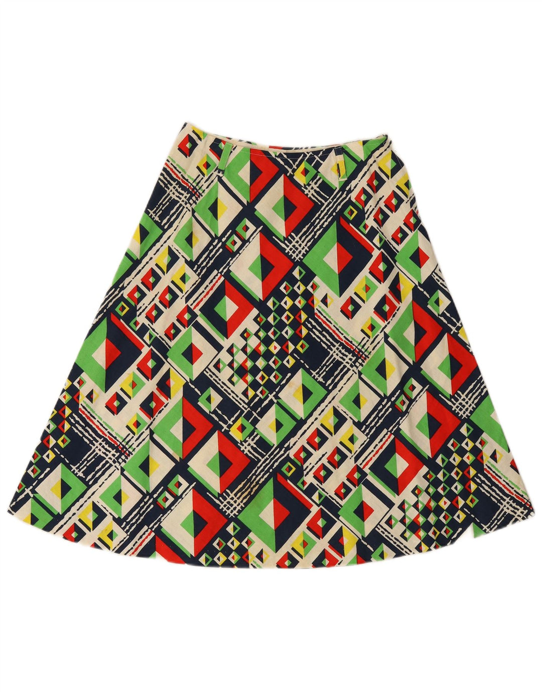 Saia evasê feminina VINTAGE IT 42 médio W24 multicolorido geométrico