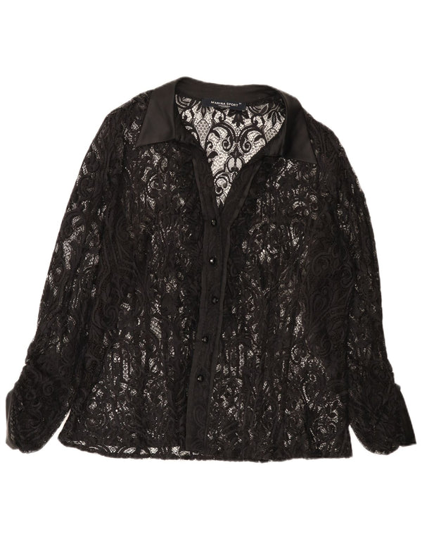 Blusa feminina de renda Marina Rinaldi tamanho 25 grande preta floral