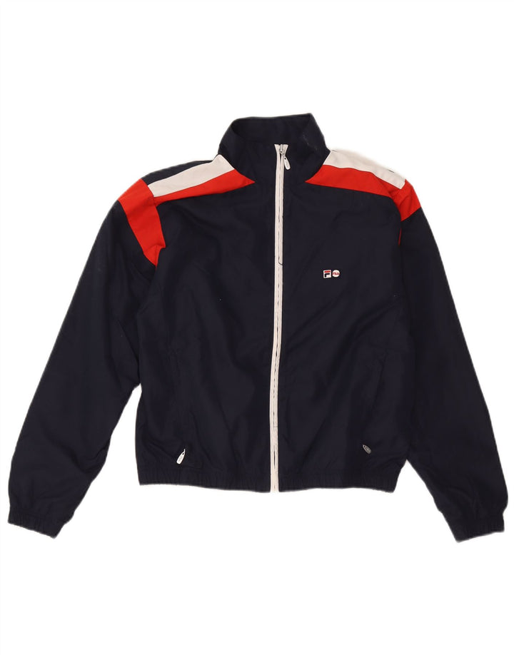 Fila Womens Tracksuit Top Jacket UK 10 Pequeno Azul Marinho Colourblock