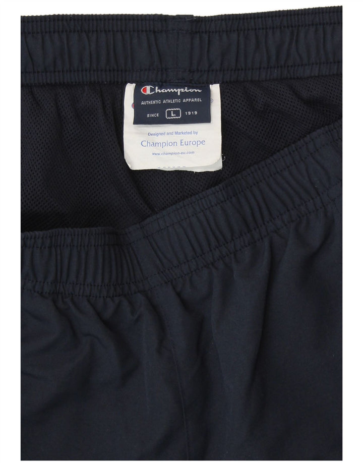 Calça de treino masculina Champion grande poliéster colorblock azul marinho