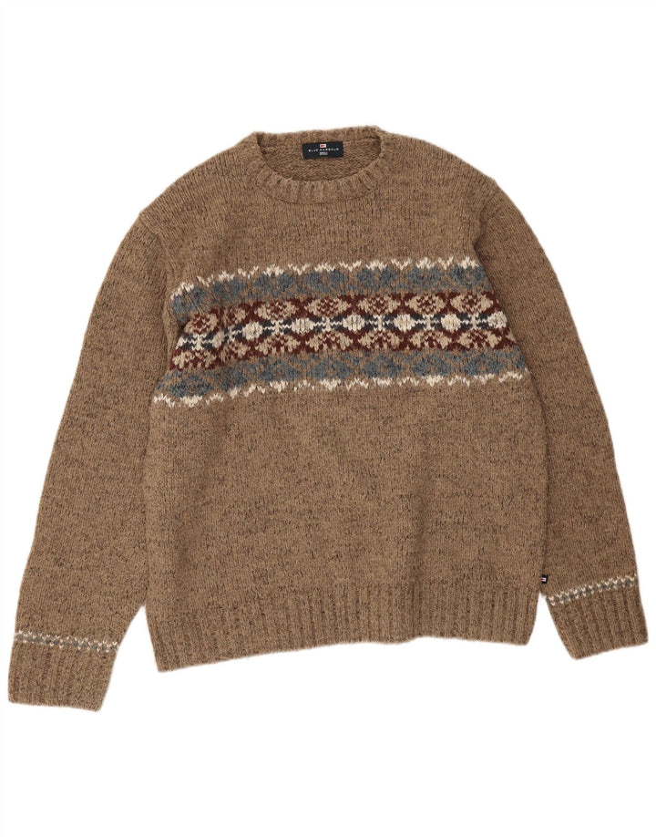 Suéter masculino Marks & Spencer Blue Harbor com gola redonda grande marrom