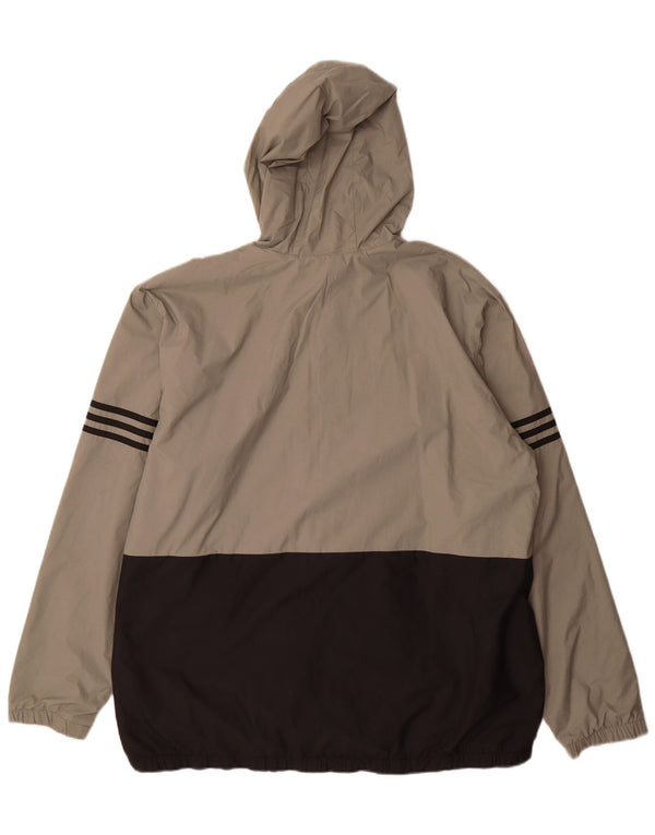 Jaqueta de chuva masculina Adidas com capuz UK 42 XL cinza Colourblock poliamida