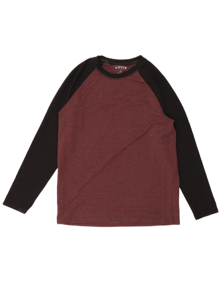 ORVIS Top masculino de manga comprida médio Borgonha Colourblock Viscose