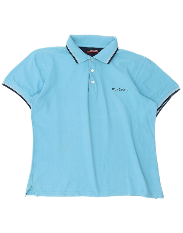 Camisa polo masculina Pierre Cardin XL azul algodão