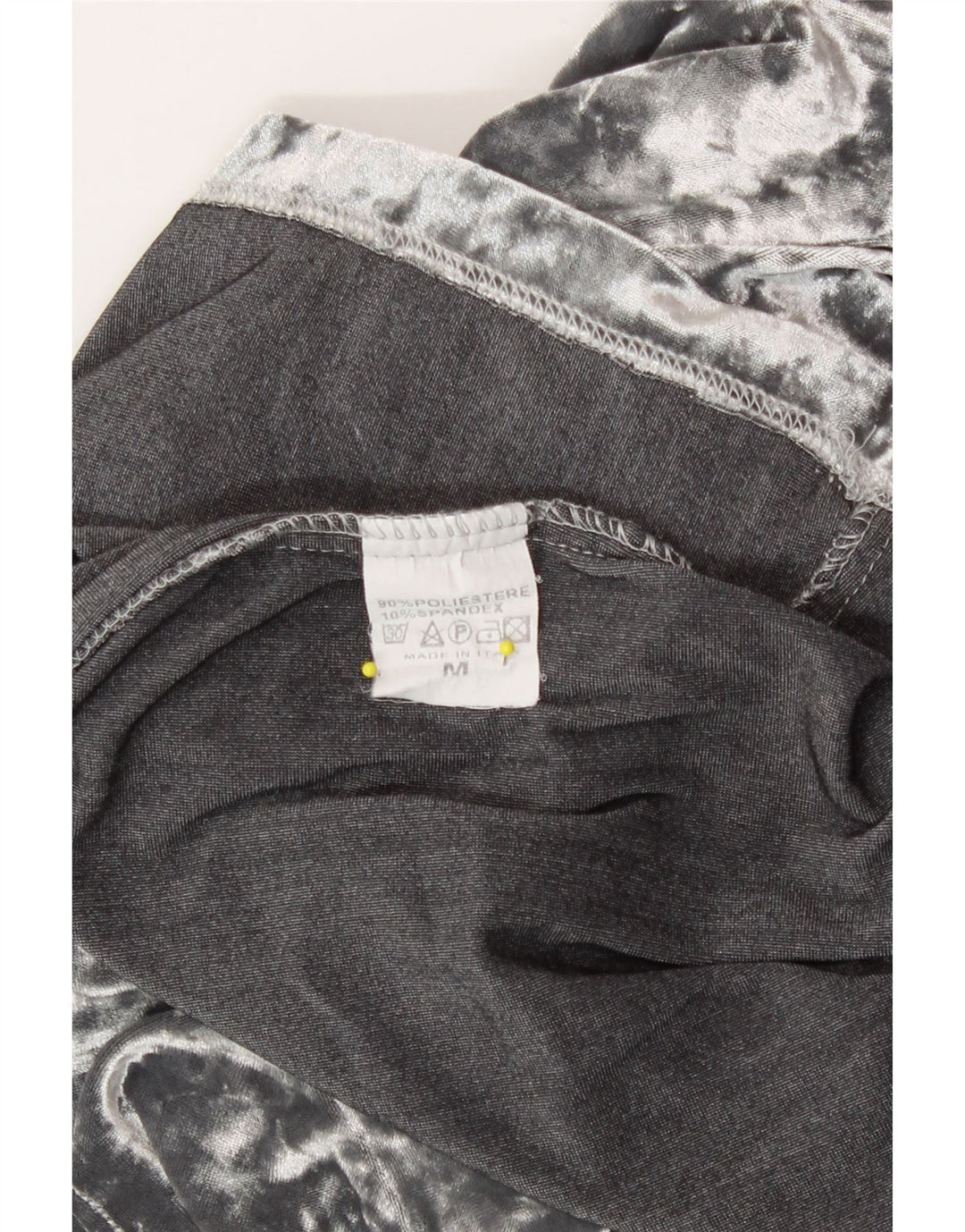 Camiseta feminina vintage de veludo UK 12 poliéster cinza médio
