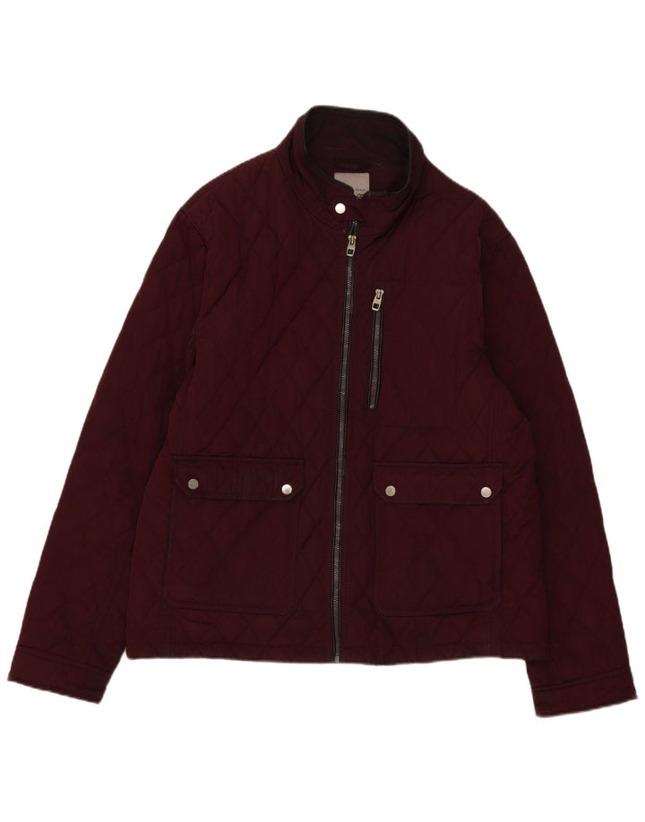 Jaqueta acolchoada masculina Zara Reino Unido 44 2XL Borgonha