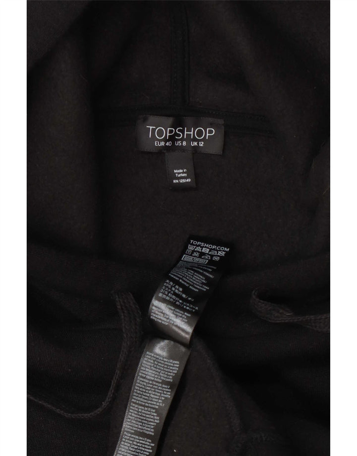 Jumper com capuz feminino Topshop UK 12 poliéster preto médio