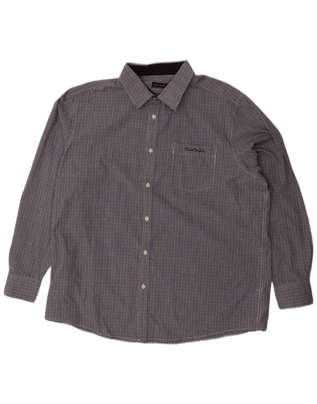 Camisa masculina PIERRE CARDIN 4XL poliéster guingão azul marinho