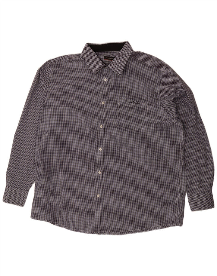 Camisa masculina PIERRE CARDIN 4XL poliéster guingão azul marinho