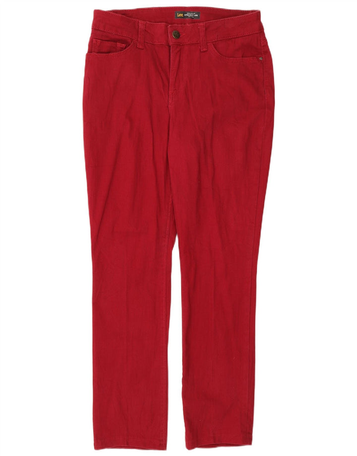 Calça jeans feminina LEE cintura média regular ajuste reto EUA 6 médio W30 L28 vermelho