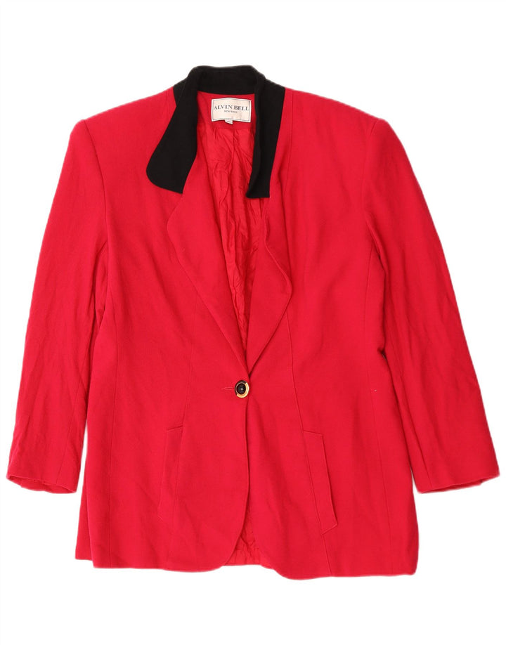 Jaqueta blazer feminina Alvin Bell com 1 botão Reino Unido 16 grande lã colorblock vermelha